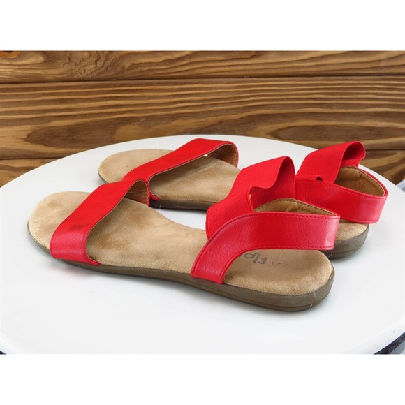 Floopi Size 8 M Women Sandal Ankle Strap Red Synthetic - Picture 8 of 10